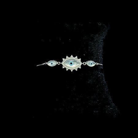 Evil Eye Charm 92.5 Sterling Silver Flexi Bracelet with Lashes
